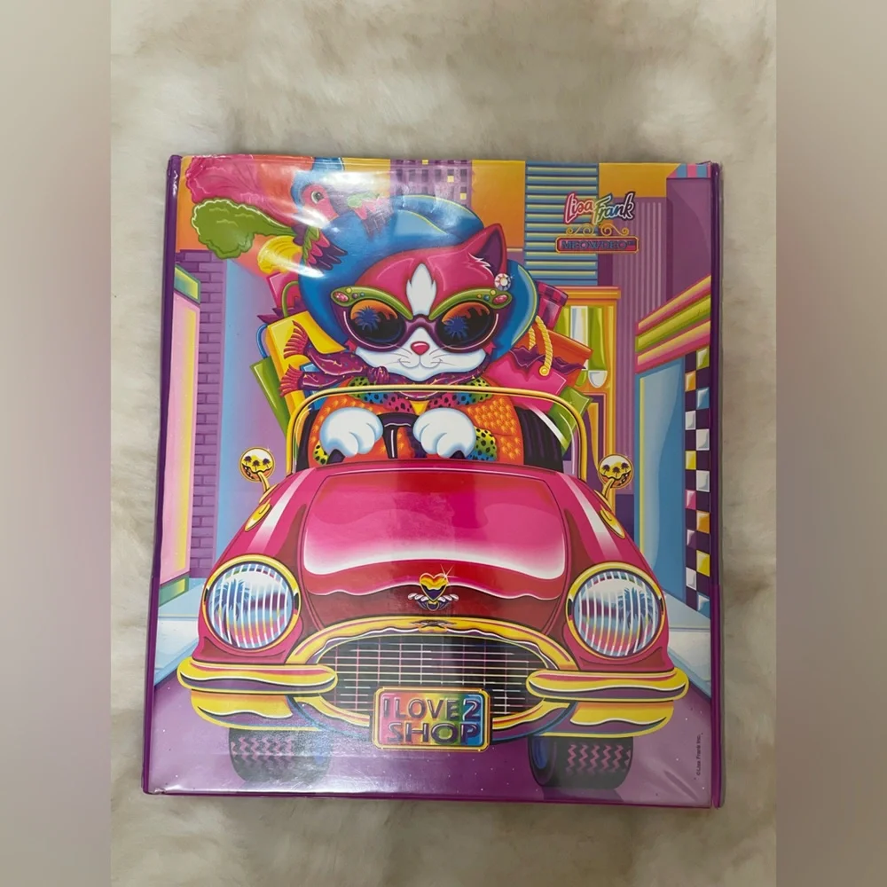 Lisa Frank Vintage Binder Cat Car MeowDeo Organizer Paper Holder